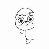 Coloring Page Cute Little Sloth Peeking Around Corner Book  sketch template