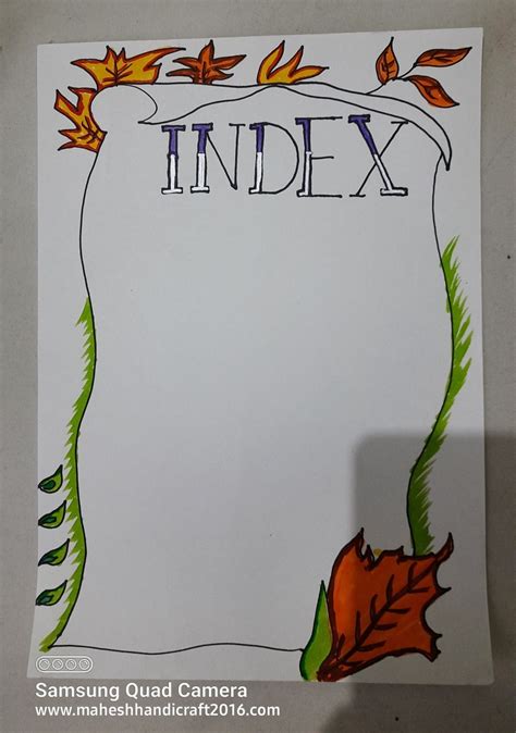 an index paper with autumn leaves and the word index written in large letters on it