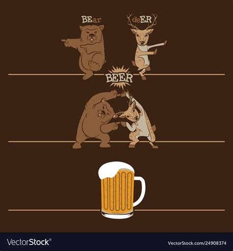 Beer fusion bear and deer Royalty Free Vector Image