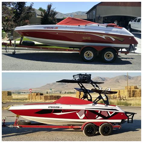 Before and after pics of Customer installed custom boat kit made by us | Boat decals, Boat wraps ...