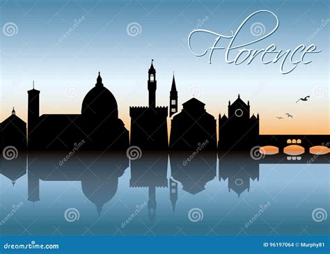 Florence Skyline And Landmarks Silhouette Vector Illustration ...