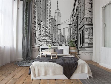 NYC Taxies Mural Wallpaper NYC Mural Modern City Mural Urban New York ...