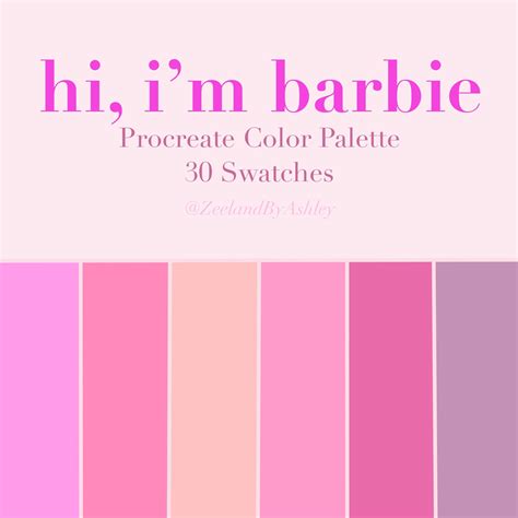 Pink Barbie Procreate Color Palette, 30 Swatches, Instant Download - Etsy