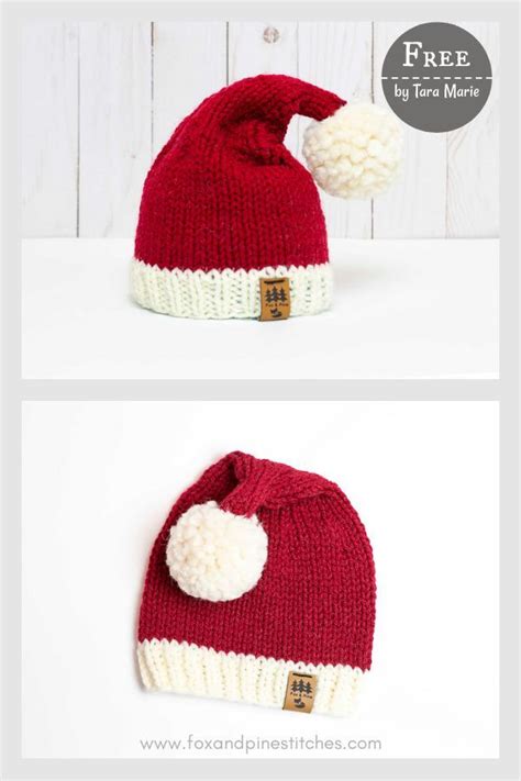 Santa Cap Christmas Hat Free Knitting Pattern | Hat knitting patterns ...