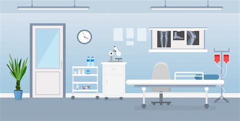 Premium Vector | Vector illustration of hospital room interior with ...