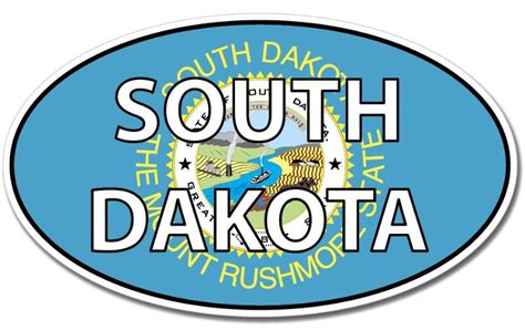 South Dakota State Oval Flag Wall Car Vinyl Sticker Decal - AG Design