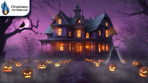 Halloween Ambience Haunted House 🎃👻 with Relaxing Spooky Sounds ASMR Crunchy Leaves, Wind, Crows ...