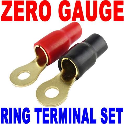 0 Gauge Wire Cable Ring Terminal Connectors Red and Black Boots Zero or ...