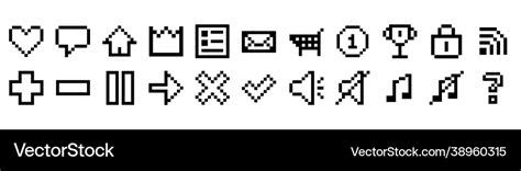 Pixel 8-bit game icons Royalty Free Vector Image