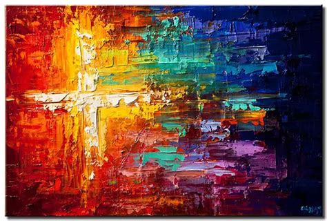 colorful cross painting on canvas original abstract cross painting ...