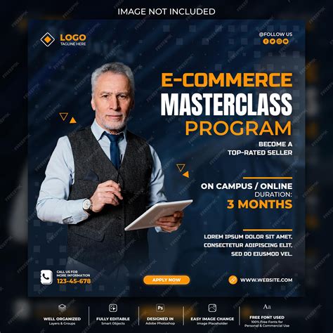 Premium PSD | Online masterclass program promotion social media post template