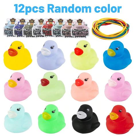 12sets Mini Rubber Ducks With 12 Cards 12 Rubber Bands, Rubber Ducks ...