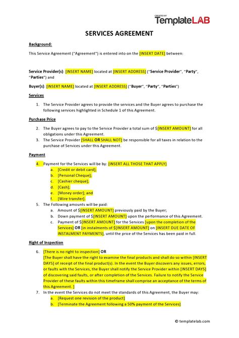 Service Delivery Agreement Template