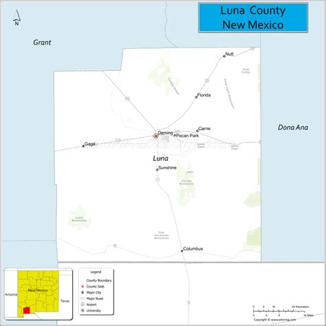 Map of Luna County, New Mexico - Where is Located, Cities, Population, Highways & Facts