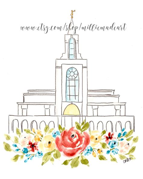 LDS Art LDS Bountiful Temple 8x10 Printable Art Watercolor Art - Etsy