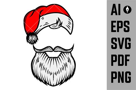 Santa Claus Beard and Hat. Design . Graphic by ivankotliar256 ...