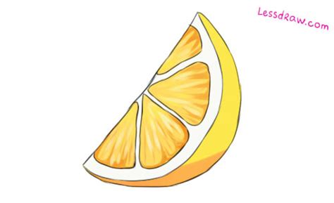 How To Draw Slice Of Lemon | Lessdraw