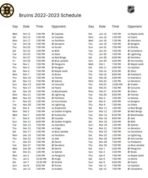 Boston Bruins Schedule 2024 24 Printable - Luci Simona