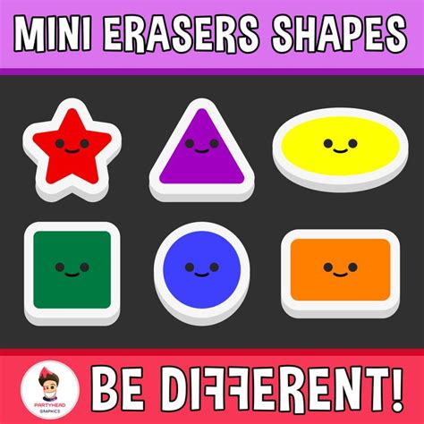 Mini Erasers Shapes Clipart | Erasers, Clip art, Shapes