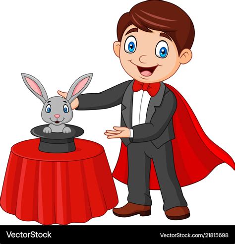 Magician performing his trick rabbit appearing Vector Image