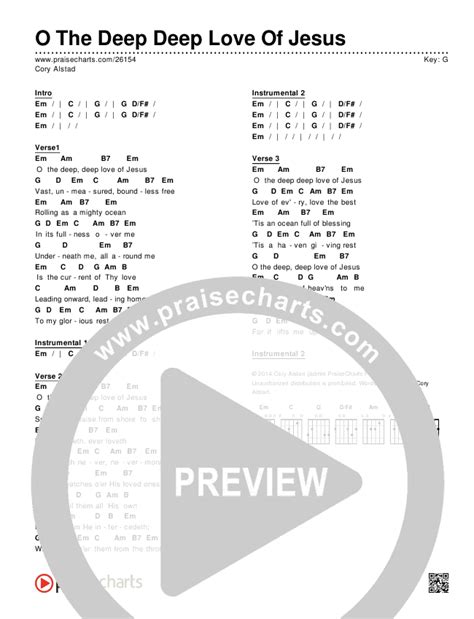 O The Deep Deep Love Of Jesus Chords PDF (Cory Alstad) - PraiseCharts