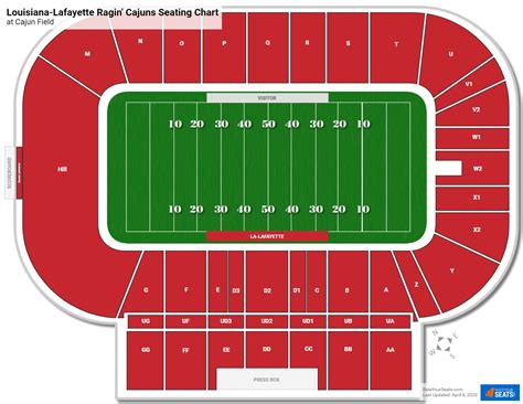 Cajun Field Seating Chart - chartdevelopment