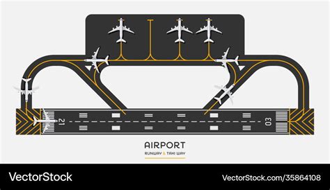 Top view airport runway and taxi way Royalty Free Vector