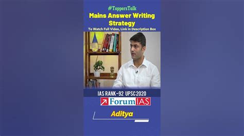 Mains Answer Writing Strategy by Aditya | Mock Interview | IAS Rank 92 ...