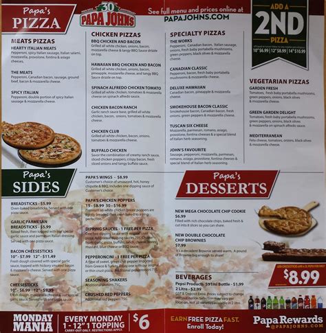 Papa John's Pizza Menu, Menu for Papa John's Pizza, Arbour Lake ...