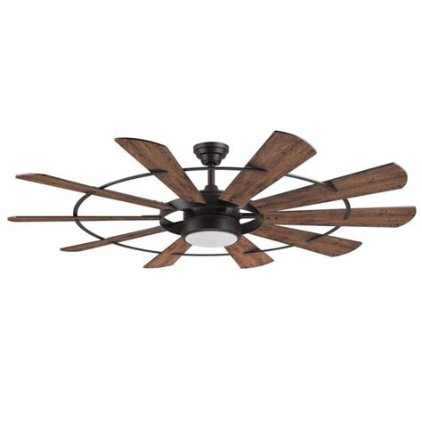 Harbor Breeze Henderson 60-in Bronze Integrated LED Indoor Smart Ceiling Fan with Light and ...