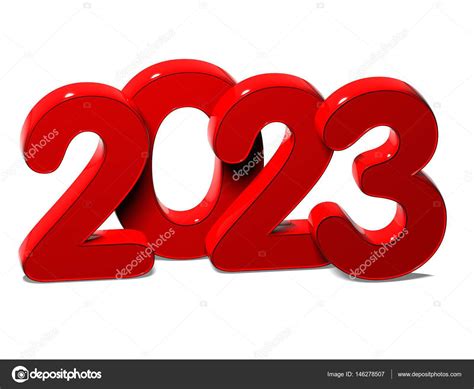 Ano novo vermelho 3D 2023 no fundo branco — Fotografias de Stock ...