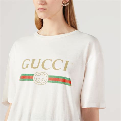 White Cotton Jersey Oversize T-Shirt With Gucci Logo | GUCCI® US