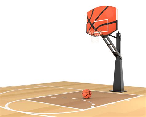 3D Rendering Basketball Court And Hoop Frontside View 24596297 PNG