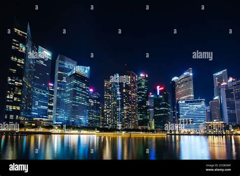 Downtown View at Night in Singapore Stock Photo - Alamy