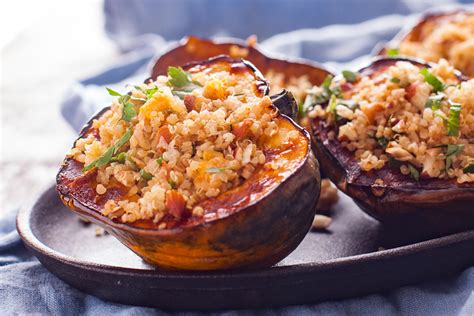 Quinoa Stuffed Squash with Almonds and Apricots - Eating Richly