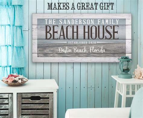 Personalized-beach House Large Canvas Wall Art not Printed on | Etsy