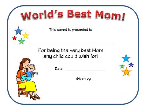 Printable Best Mom Award Certificate - Printable Word Searches