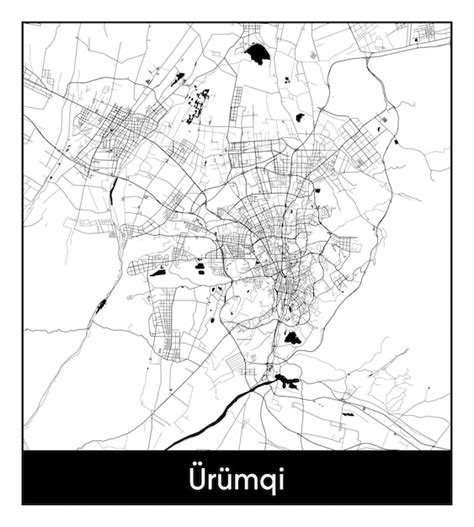 Premium Vector | Minimal city map of urumchi china asia