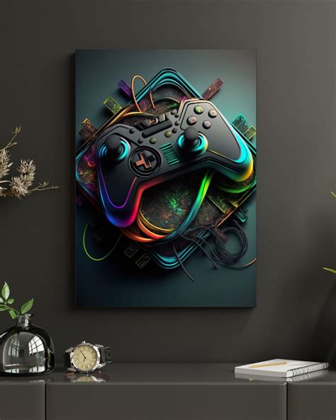 Abstract Neon Game Controller Art Gamer Poster 2 Digital - Etsy