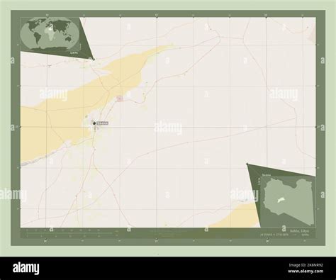 Sabha, district of Libya. Open Street Map. Locations and names of major ...