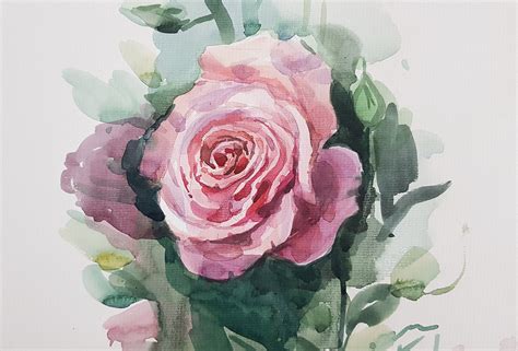 Rose watercolor painting / original painting roses / pink rose | Etsy