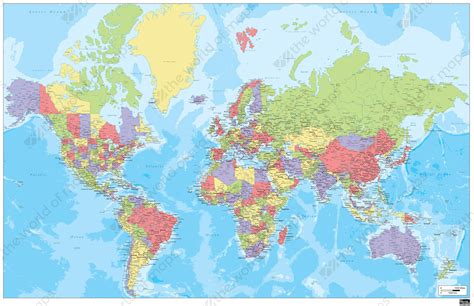 Digital World Map in English 318 | The World of Maps.com