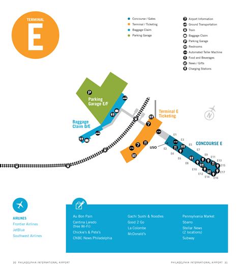 Philadelphia Airport Map (PHL) - Printable Terminal Maps, Shops, Food ...