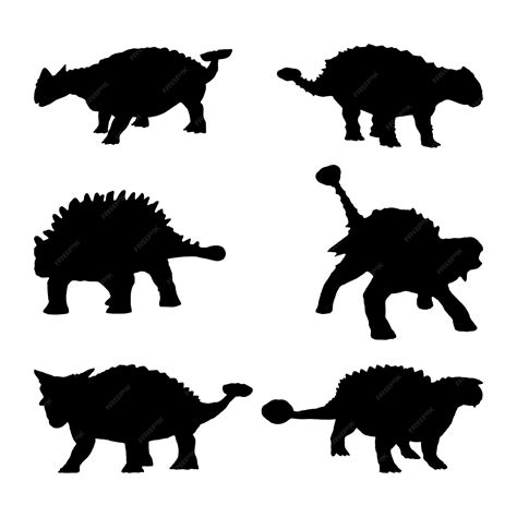 Premium Vector | Ankylosaurus silhouette set collection isolated black on white background ...