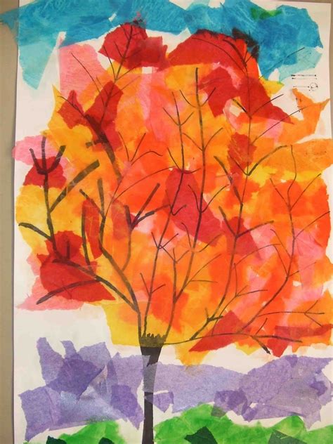 PoppyCat News: Tissue Paper Collage ~ Fall Trees ~ 4th Grade