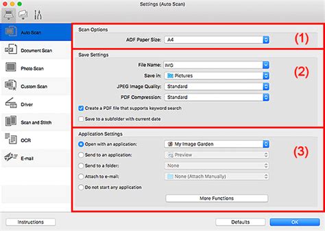 Canon : Inkjet Manuals : IJ Scan Utility Lite : Settings (Auto Scan) Dialog