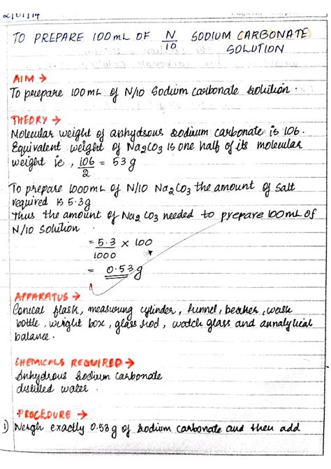 Preparation of Sodium carbonate solution - Inorganic Chemistry-I - Studocu