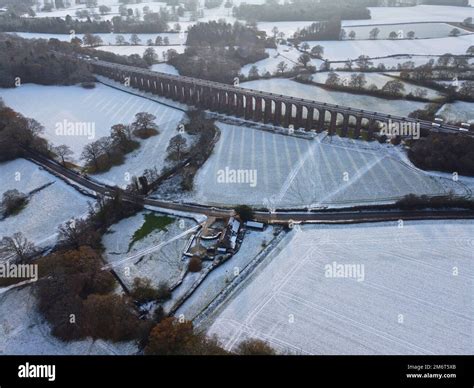 Aerial view of Ouse Valley Viaduct in winter Stock Photo - Alamy