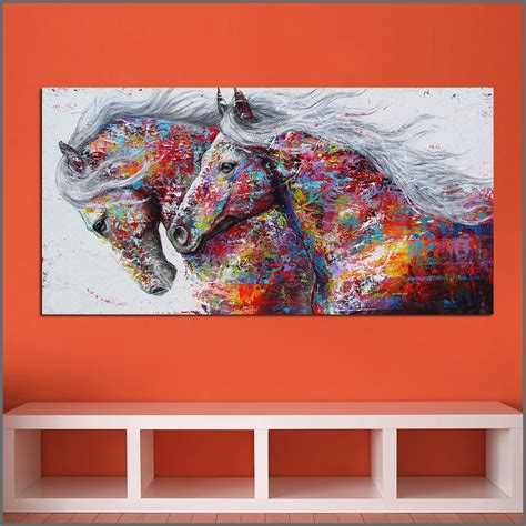 Large Printing Abstract wonderful two horses Wall Art Picture Home ...