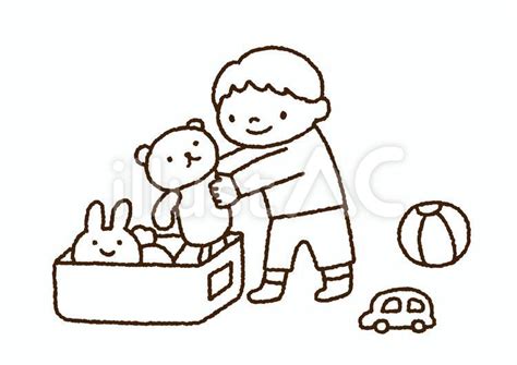 Free Vectors | Children's illustrations to clean up toys Black and white